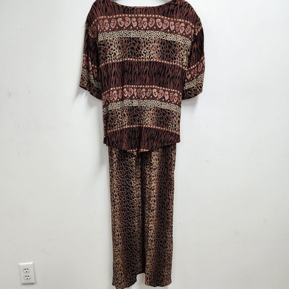 VTG Piccalino Womens Plus One Piece Shirt Dress Size 22W Maxi Animal Print Beads - Picture 5 of 11
